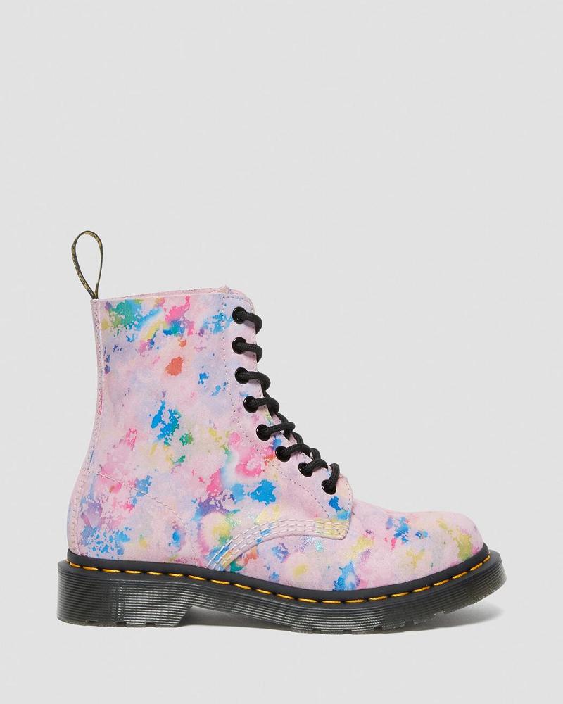 Women's Dr Martens 1460 Pascal Confetti Suede Lace Up Boots Pink | AU 183SGL